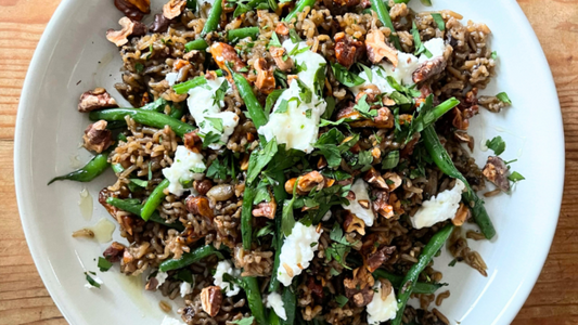 Green bean, walnut and goats’ cheese salad with Provençal Herb rice