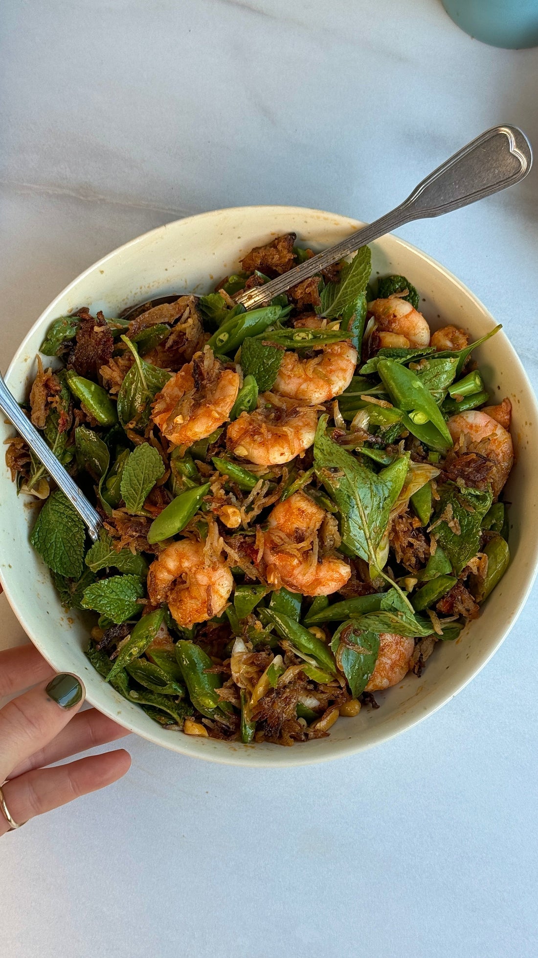 Crispy Coconut Rice Salad with Prawns