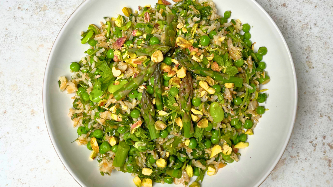Super green wholegrain rice salad